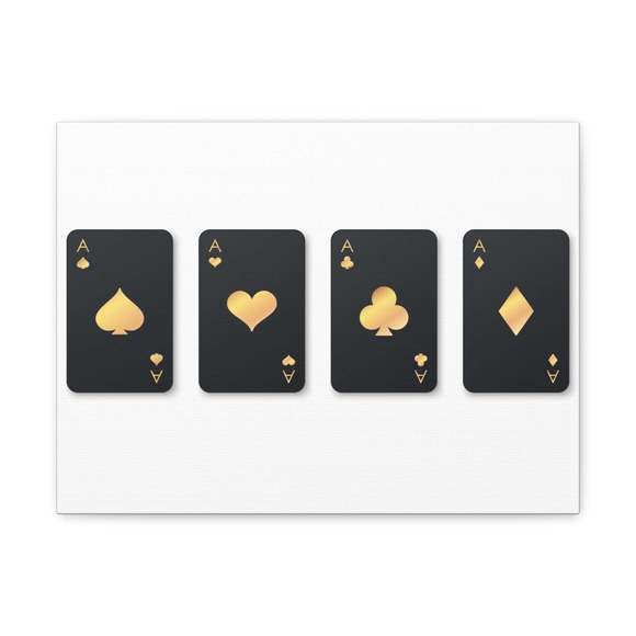 Four Black Aces Card Suits Playing Card Canvas Wall Art for Home Decor Ready-to-